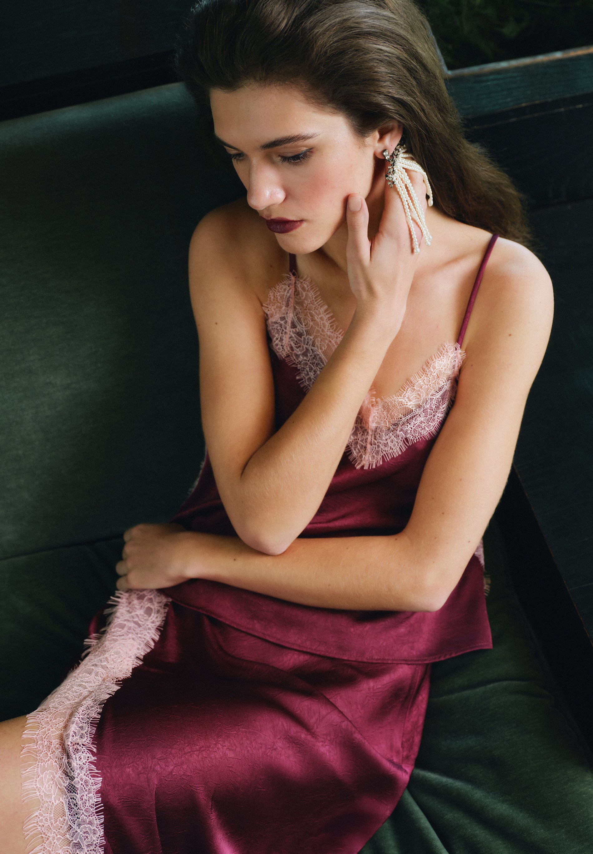 SATIN AND LACE SKIRT