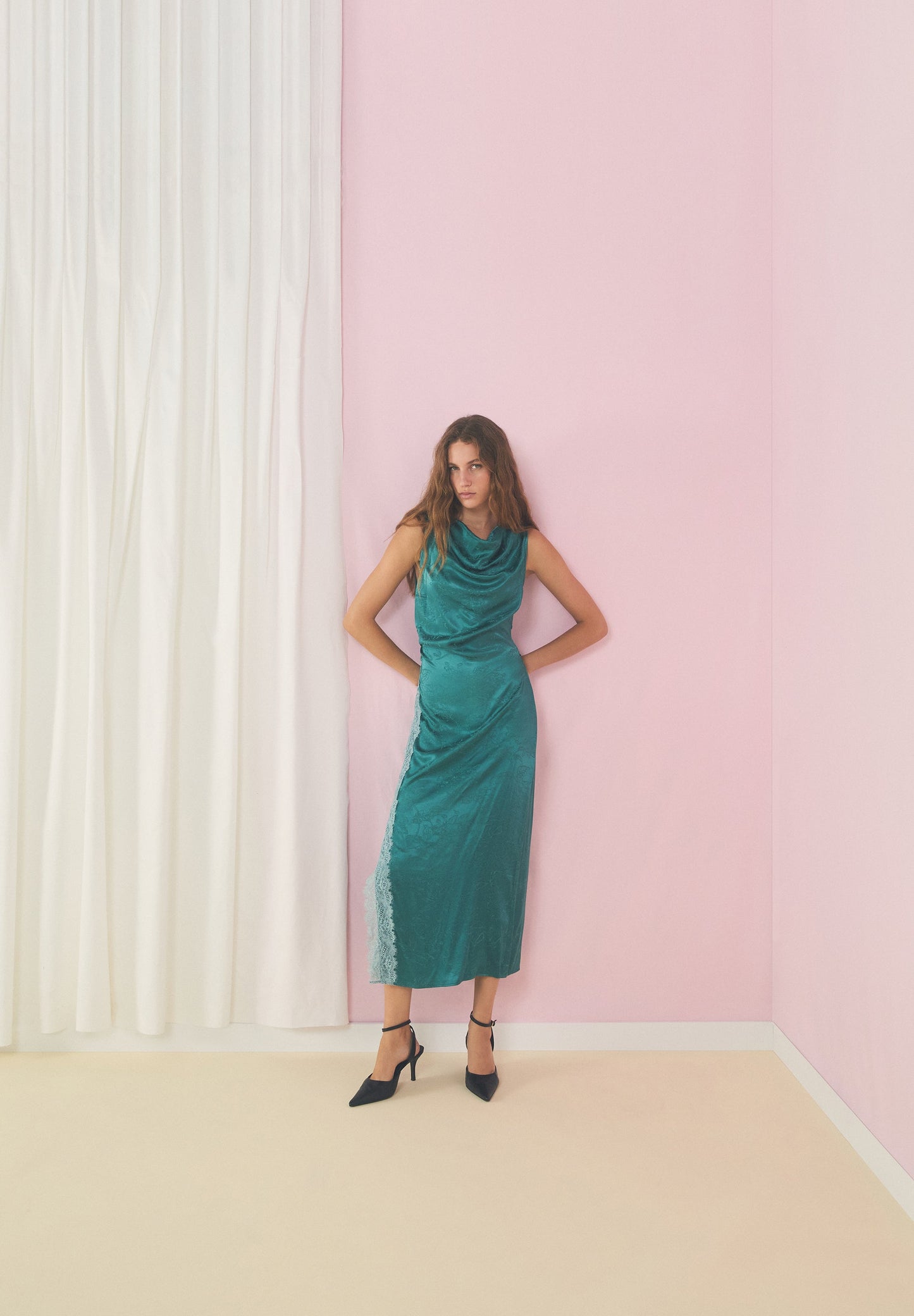 JACQUARD DRESS WITH LACE