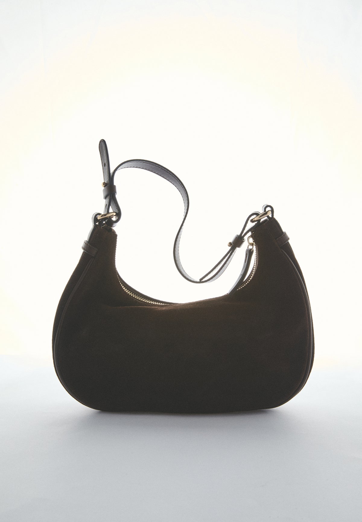 ROUND SPLIT SUEDE SHOULDER BAG