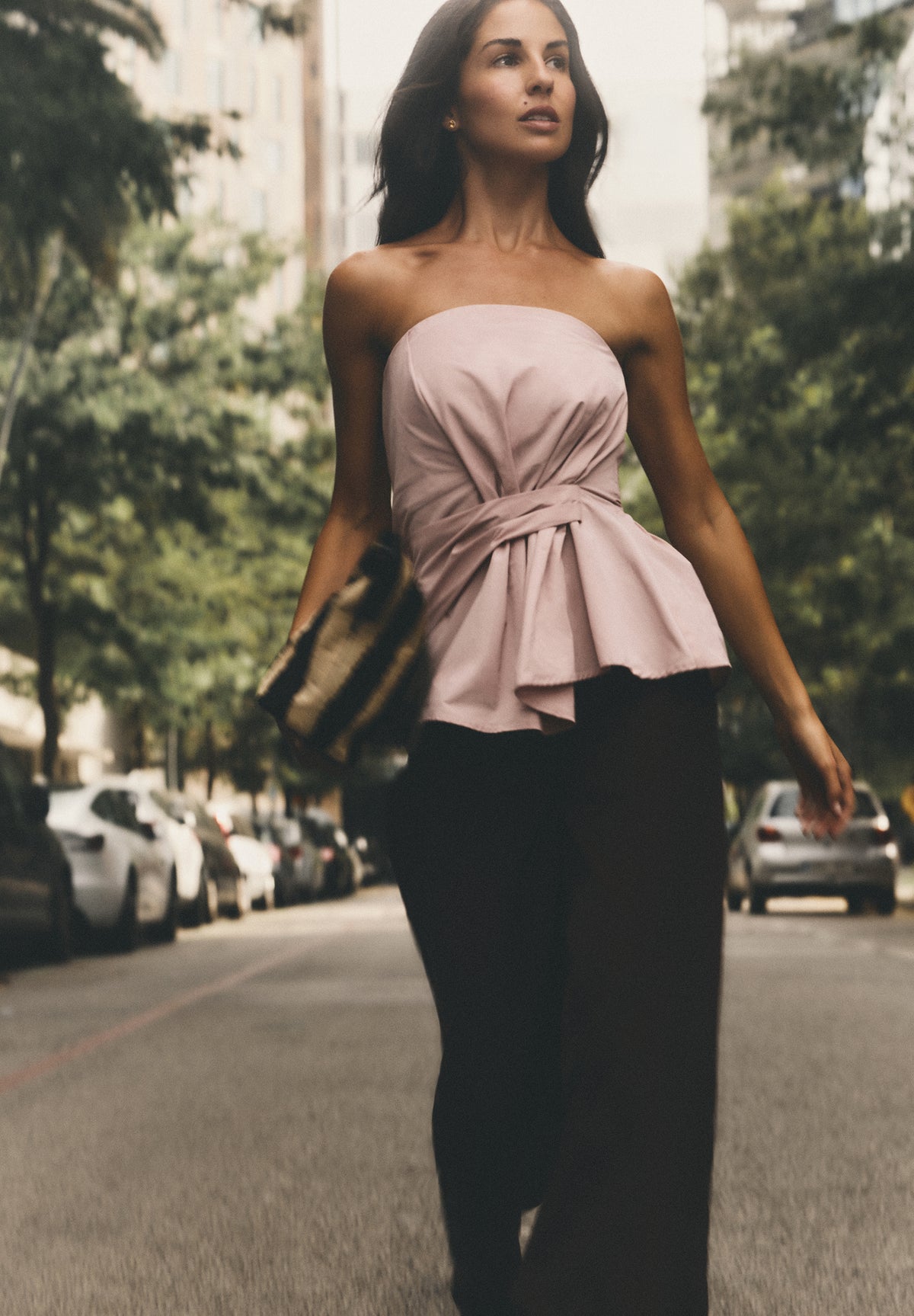 DRAPED TAFFETA TOP