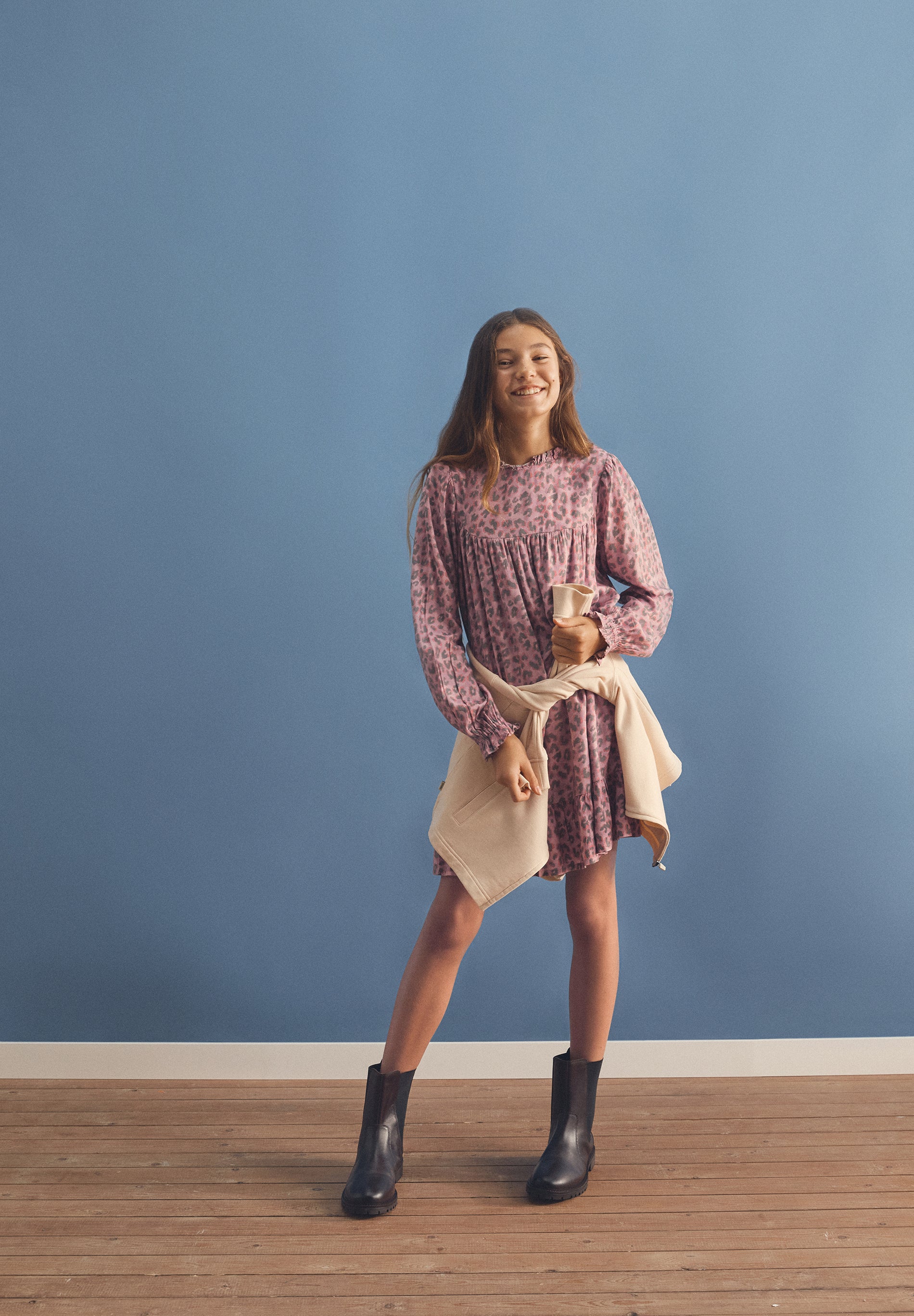 LONG SLEEVE ANIMAL PRINT DRESS