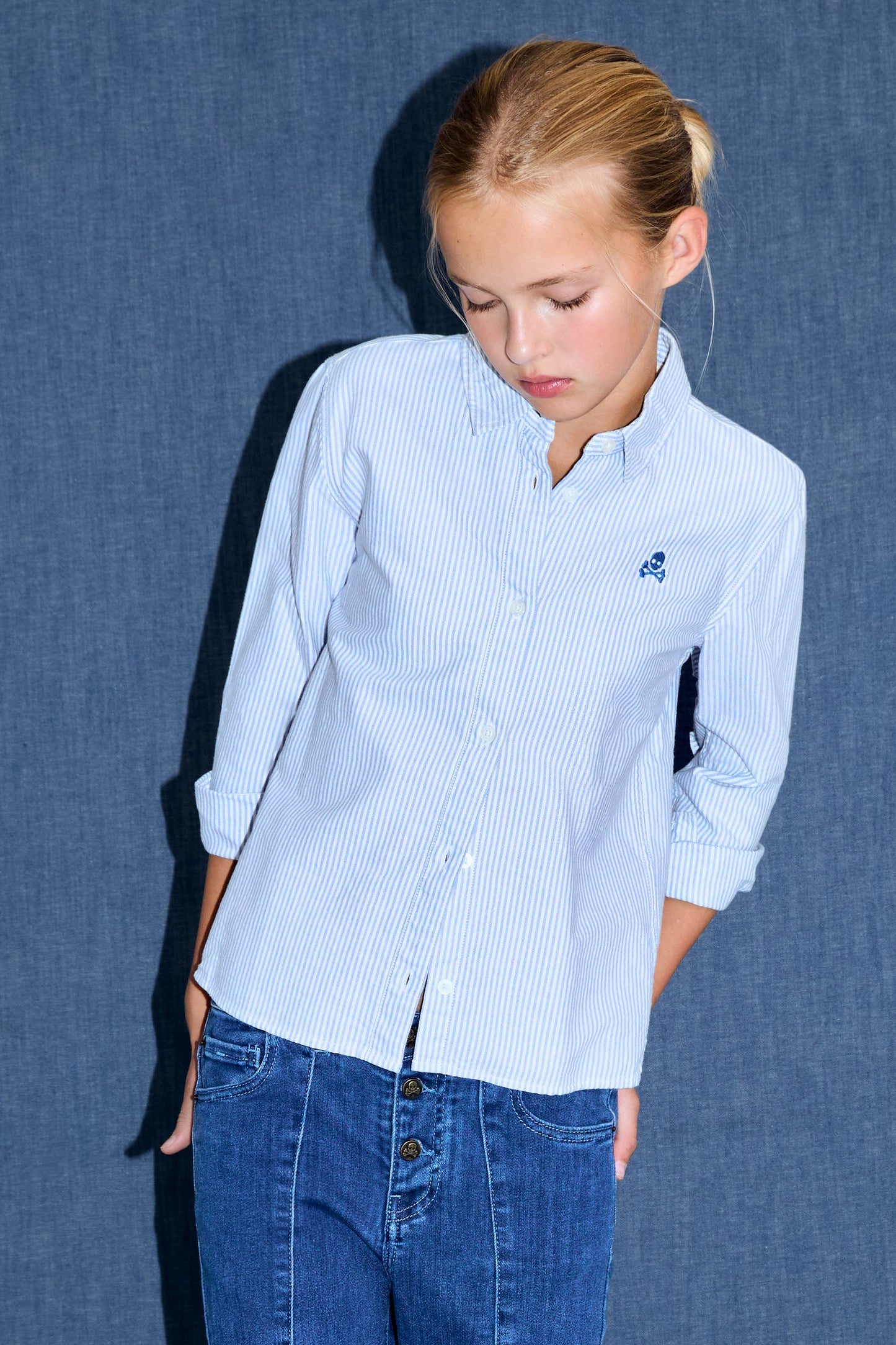 STRIPED SHIRT WITH CONTRAST SKULL