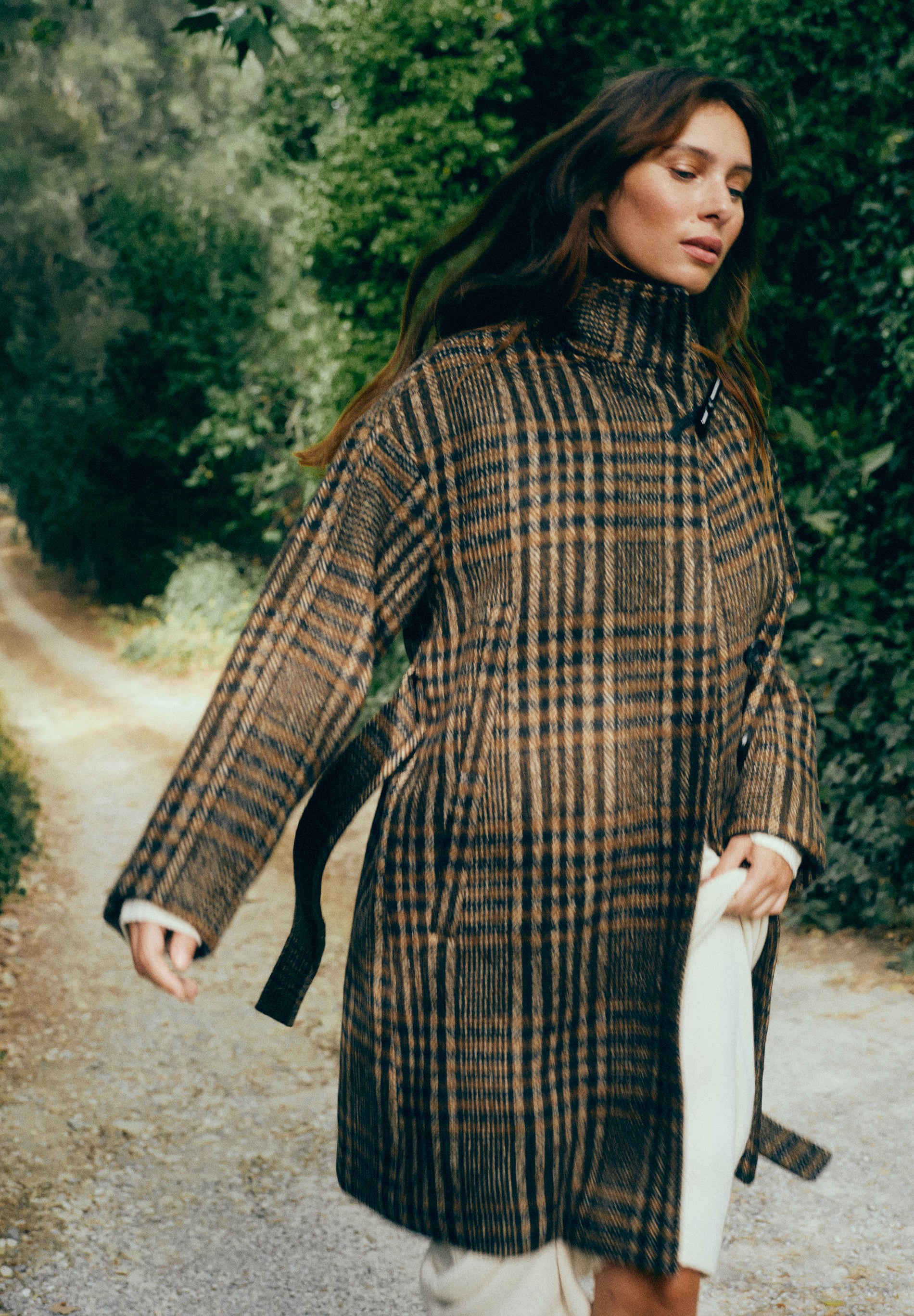 SHORT CHECKED WOOL COAT