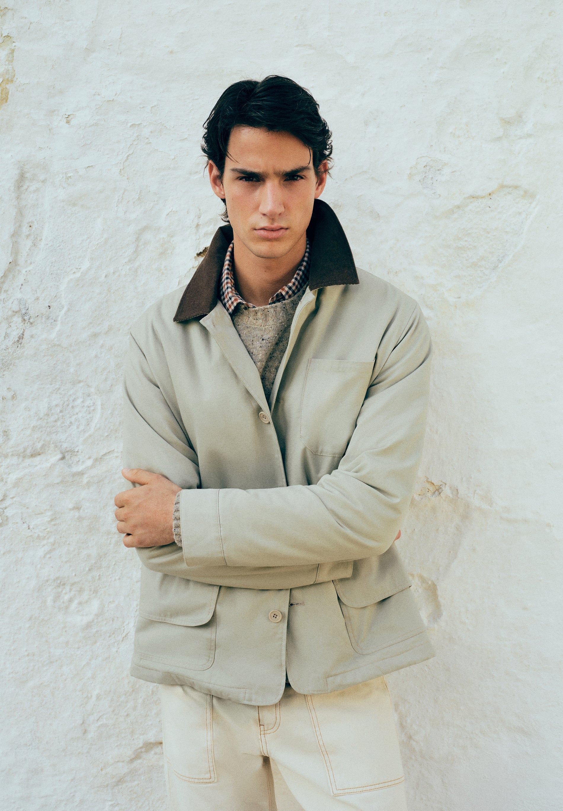 CONTRAST JACKET WITH CORDUROY COLLAR