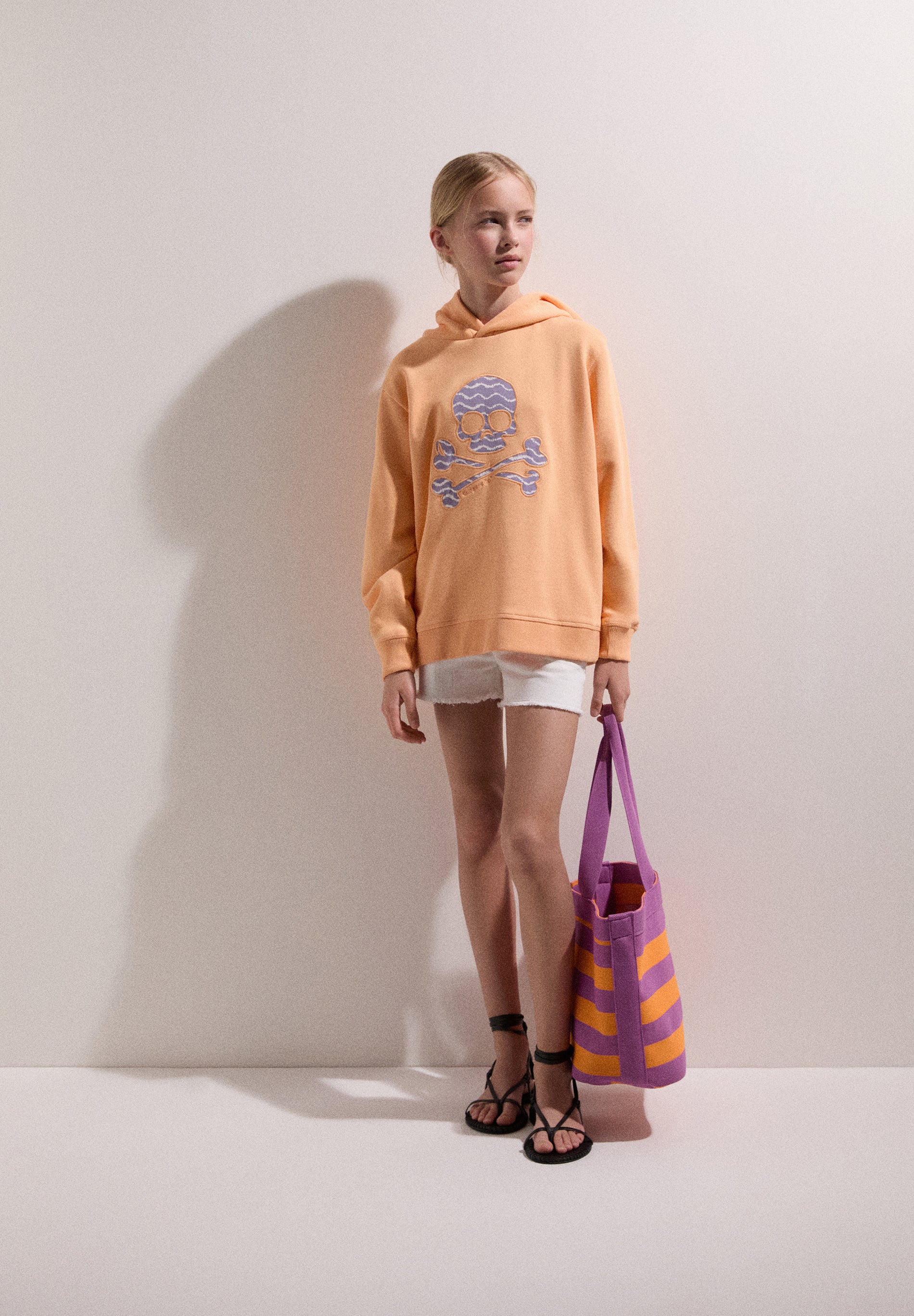 STRIPED BAG WITH DOUBLE HANDLE