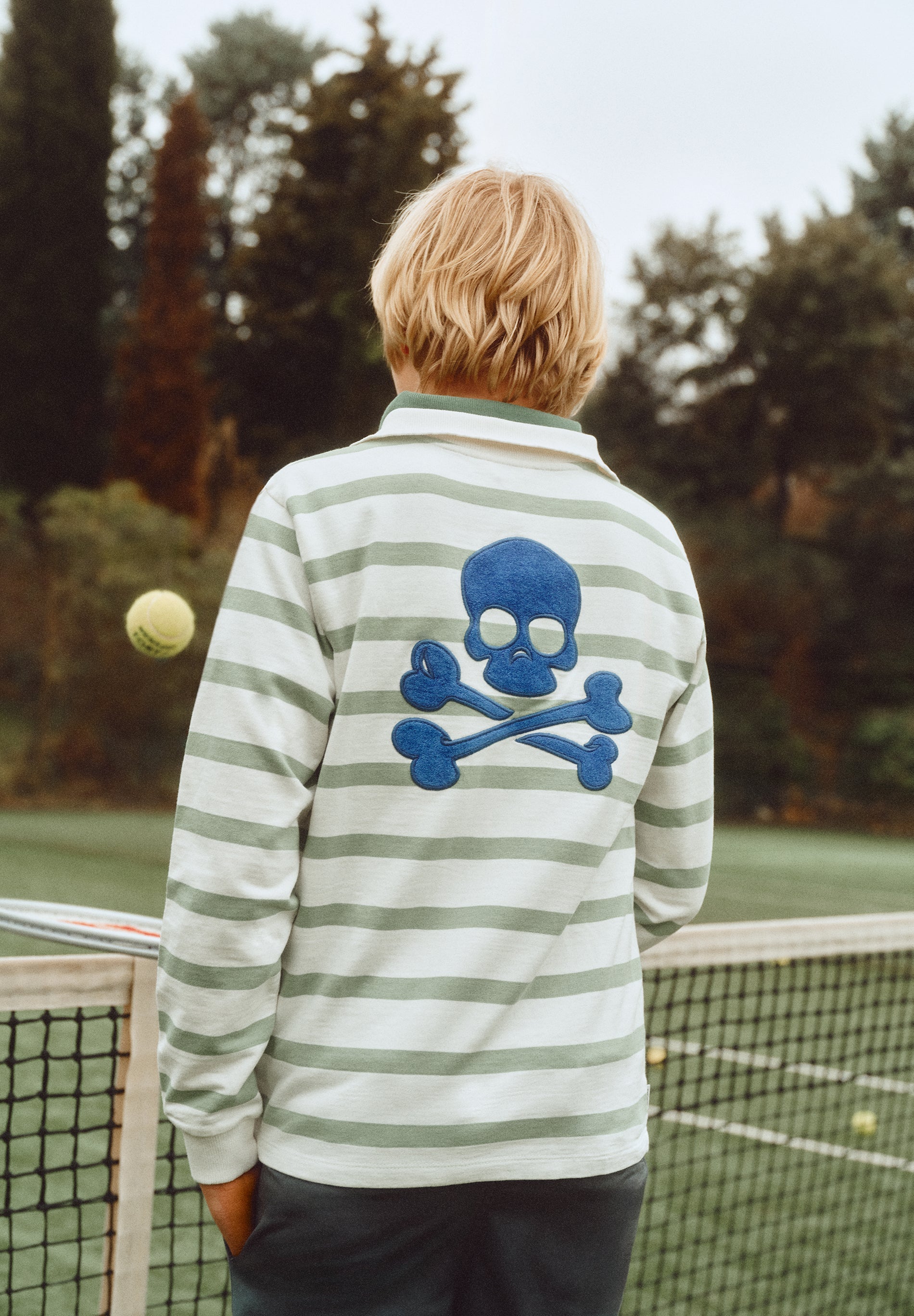 STRIPED SWEATSHIRT WITH POLO SHIRT COLLAR