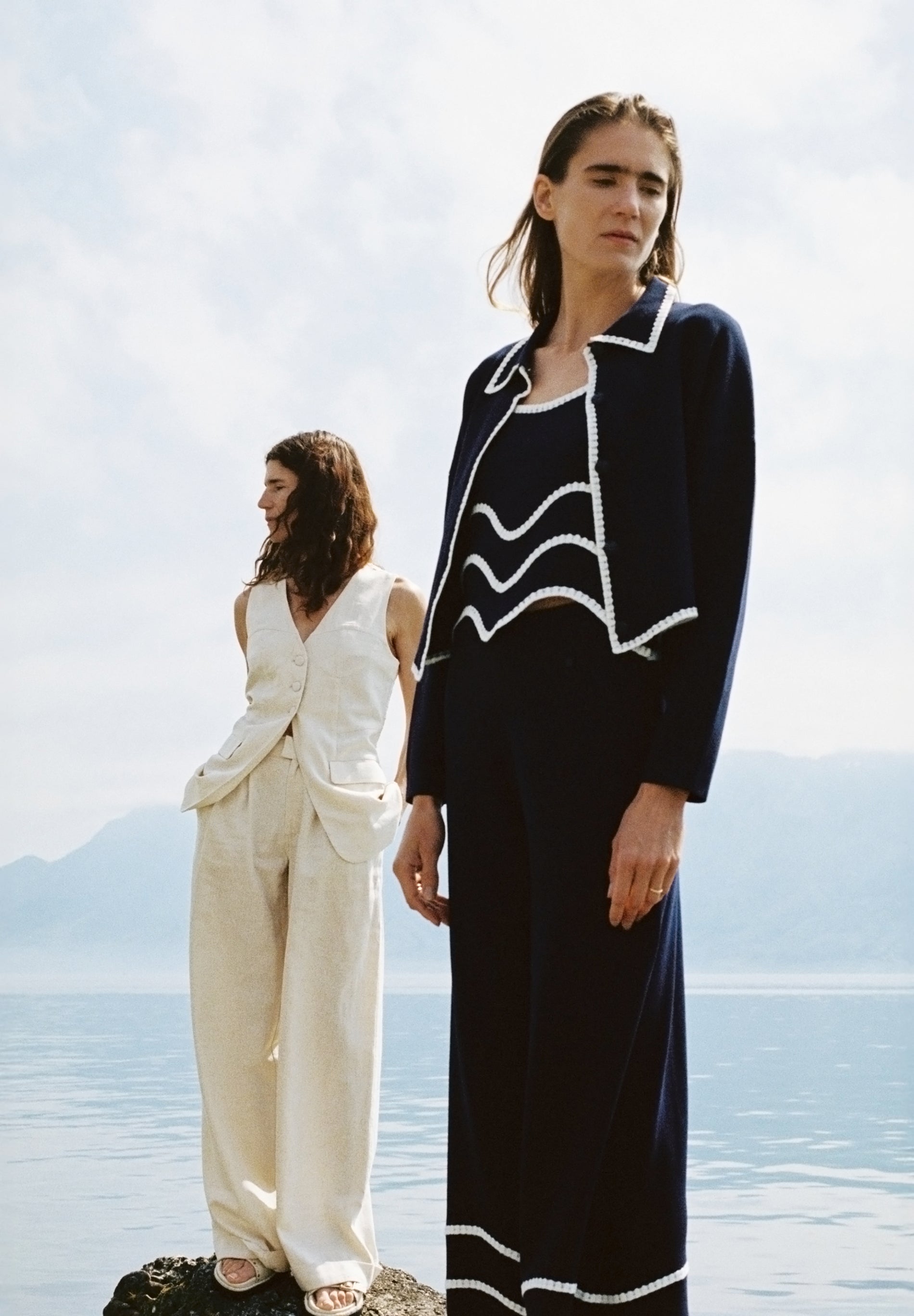 CONTRAST FINE KNIT TROUSERS