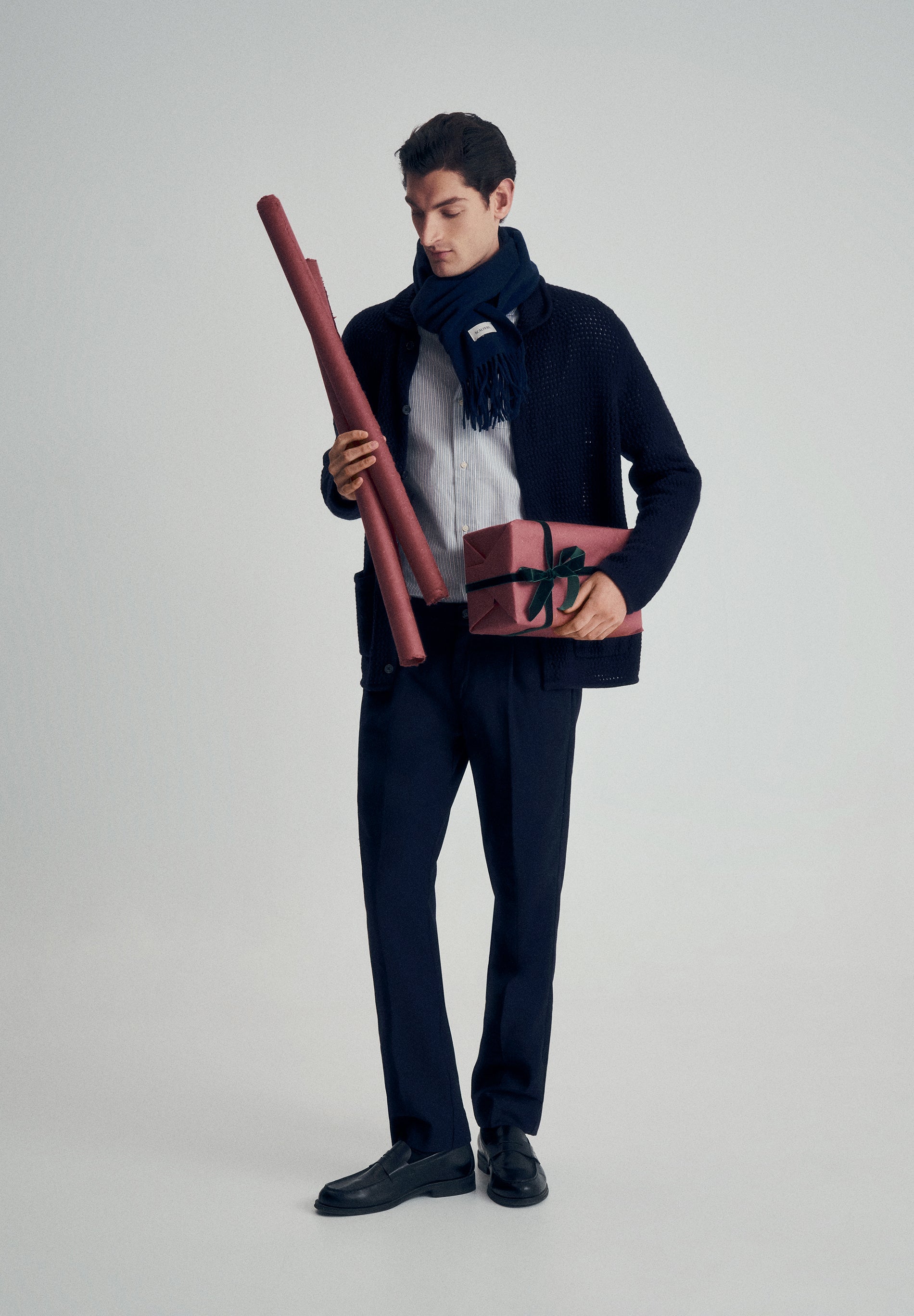 DARTED WOOL BLEND TROUSERS