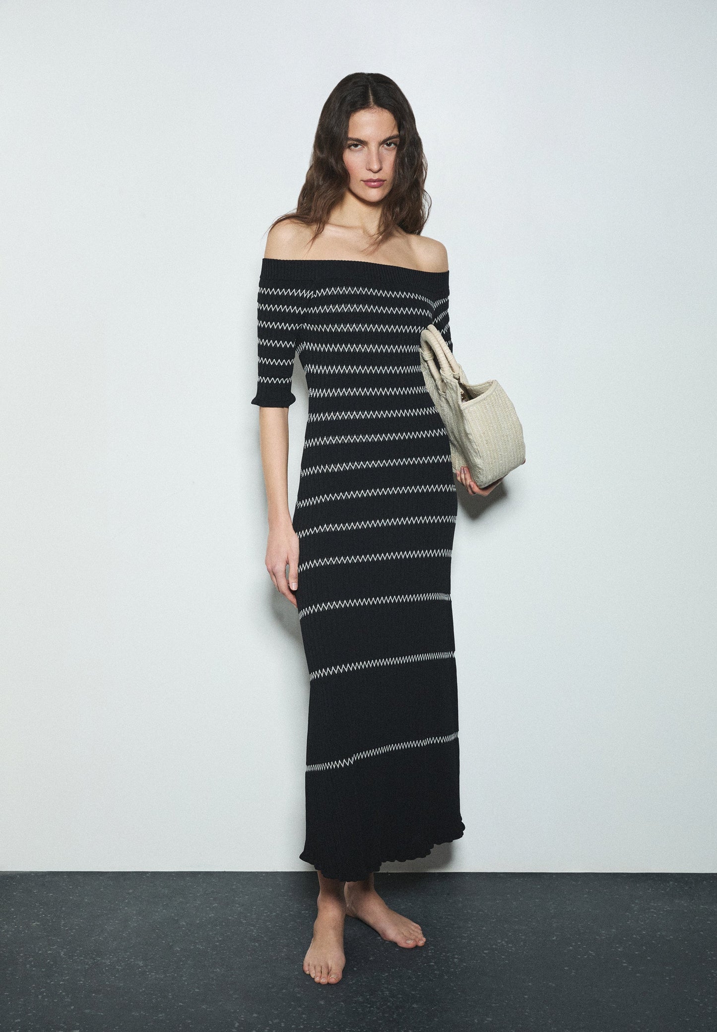 VESTIDO PUNTO ESCOTE BARDOT - Scalpers