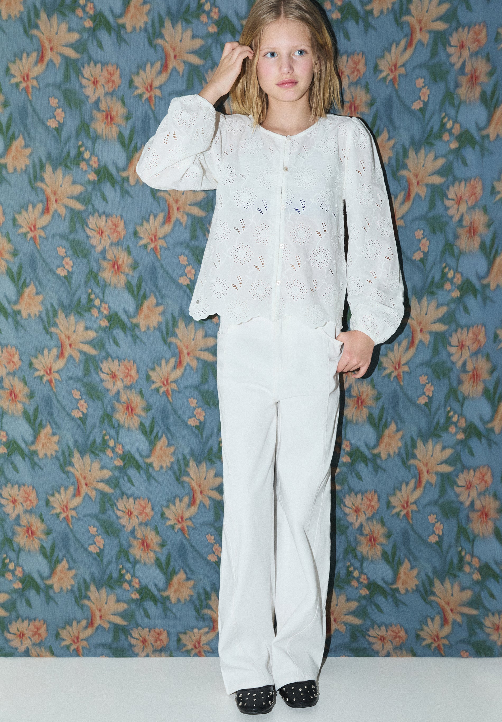 PERFORATED BLOUSE WITH BUTTONS