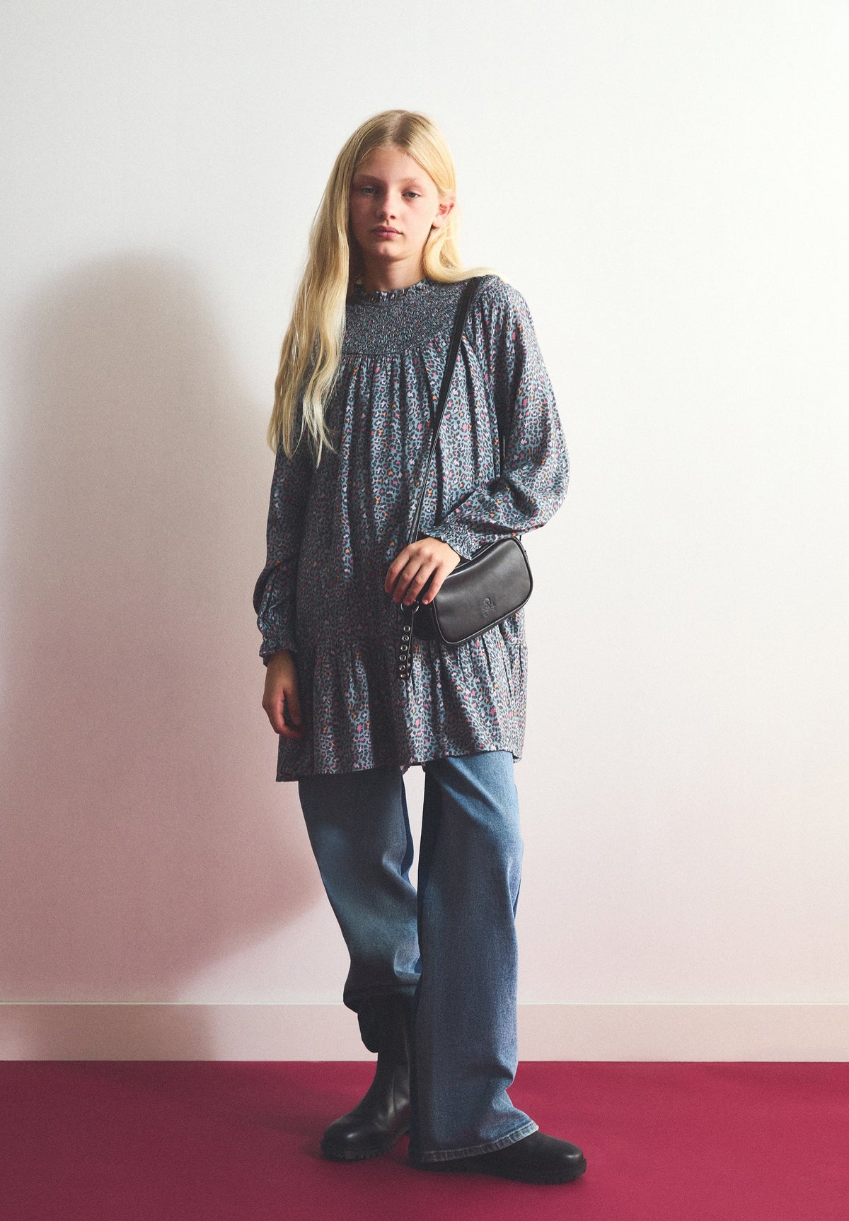 LONG SLEEVE ANIMAL PRINT DRESS