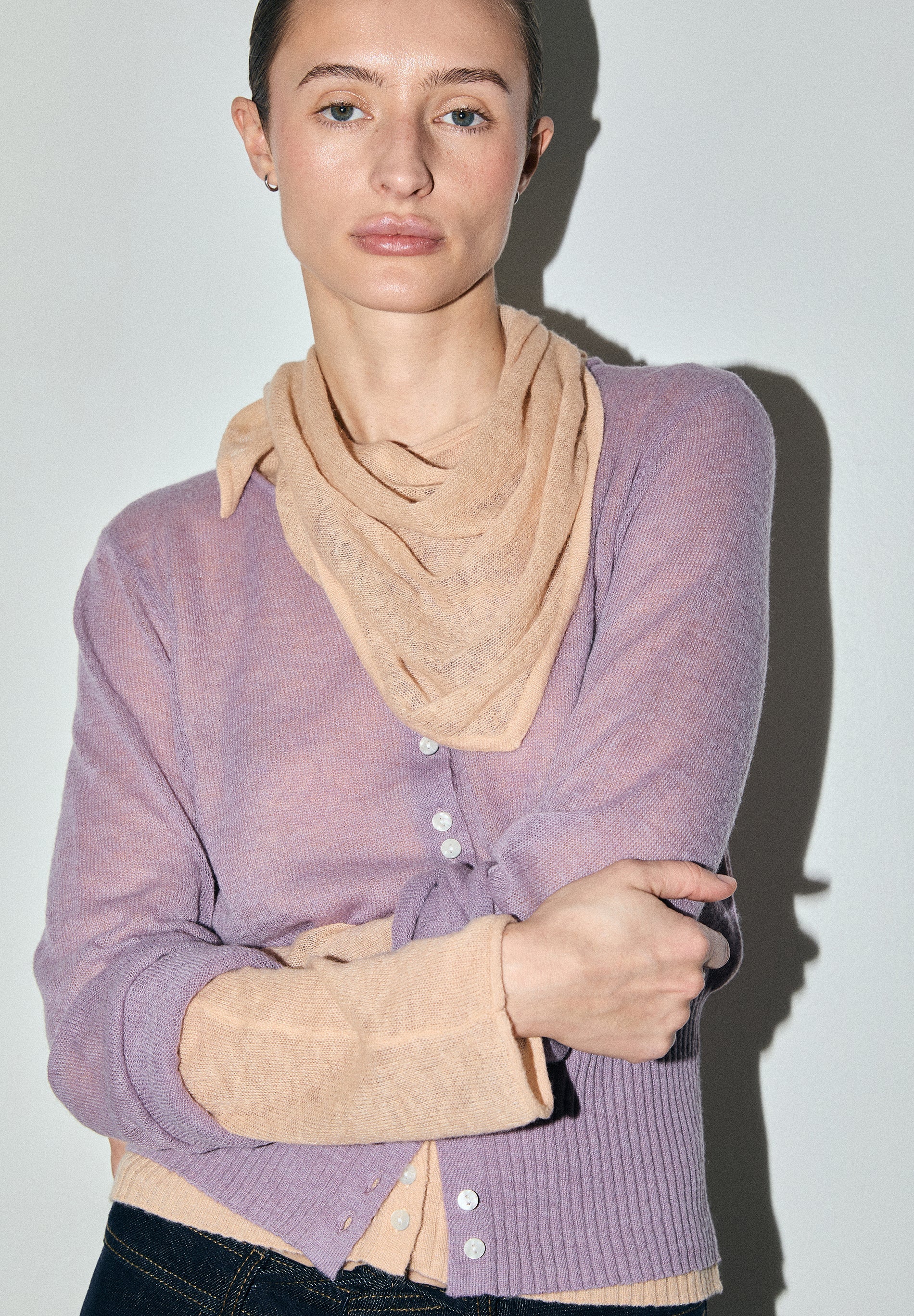 CARDIGAN WITH TIE NECK