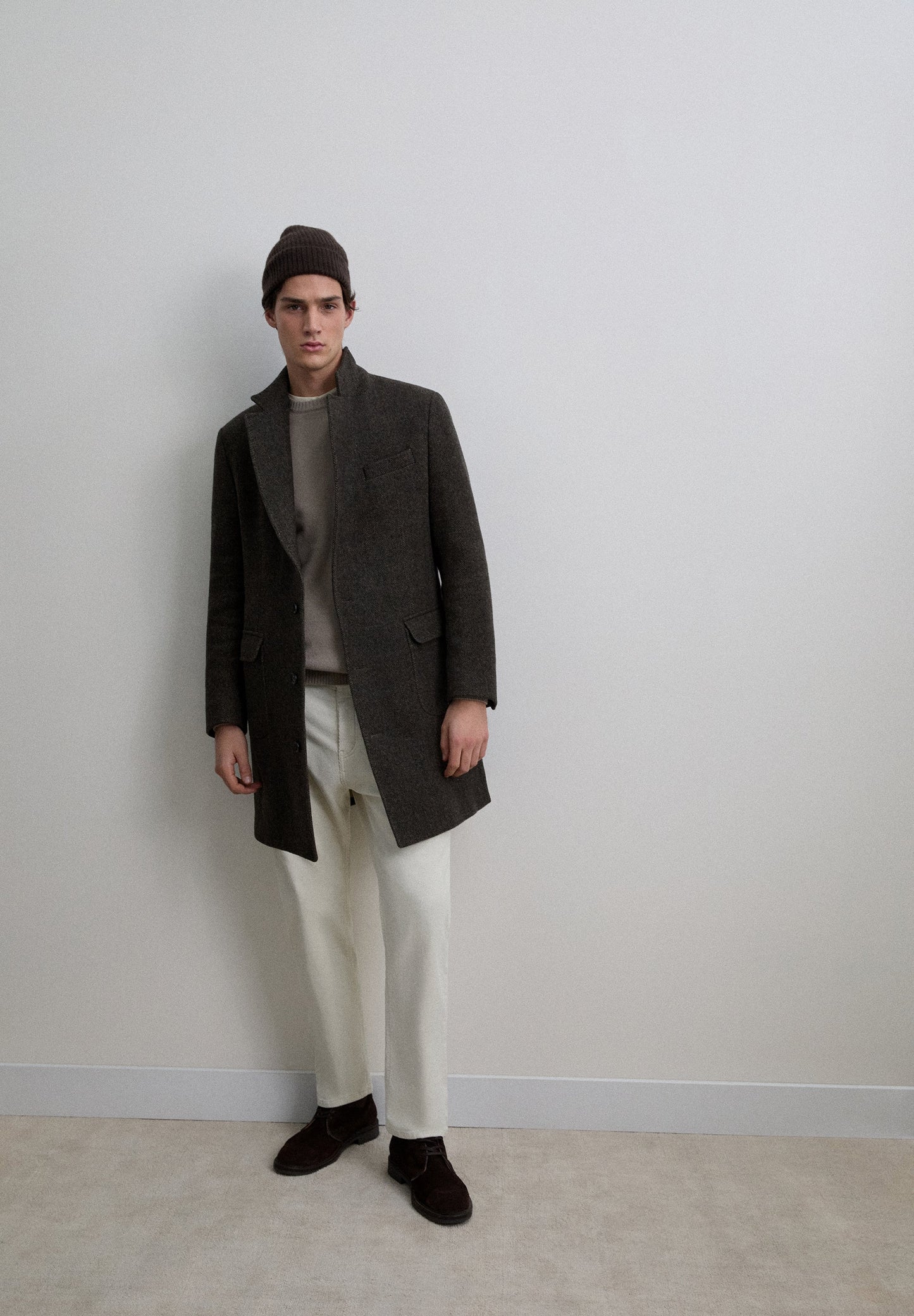 WOLLEN JAS MET VISGRAATMOTIEF