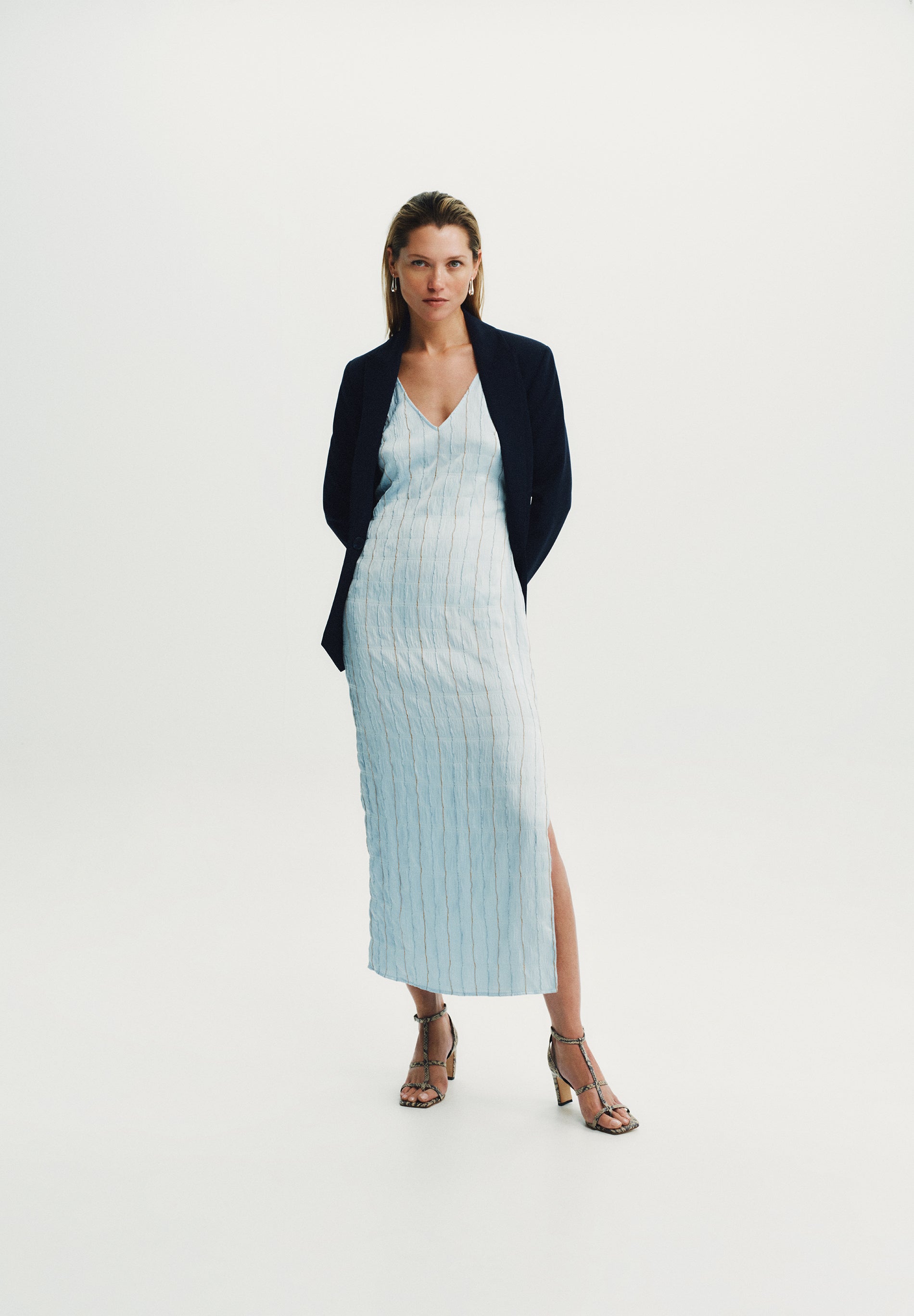 TEXTURED MIDI DRESS