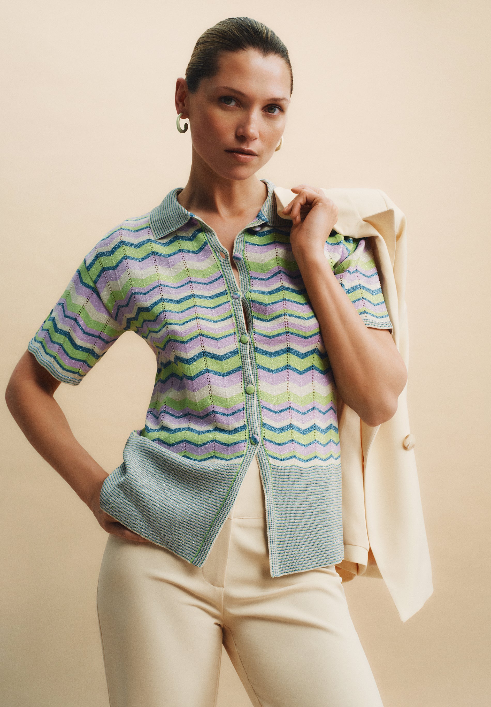 LUREX KNIT POLO SHIRT