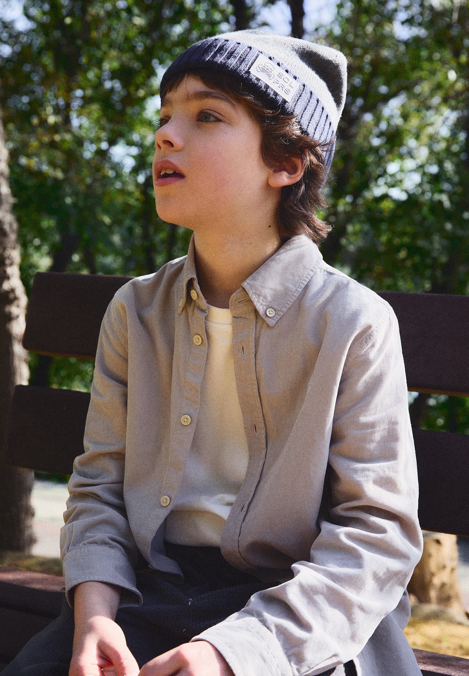 MICRO CORDUROY SHIRT WITH EMBROIDERED SKULL