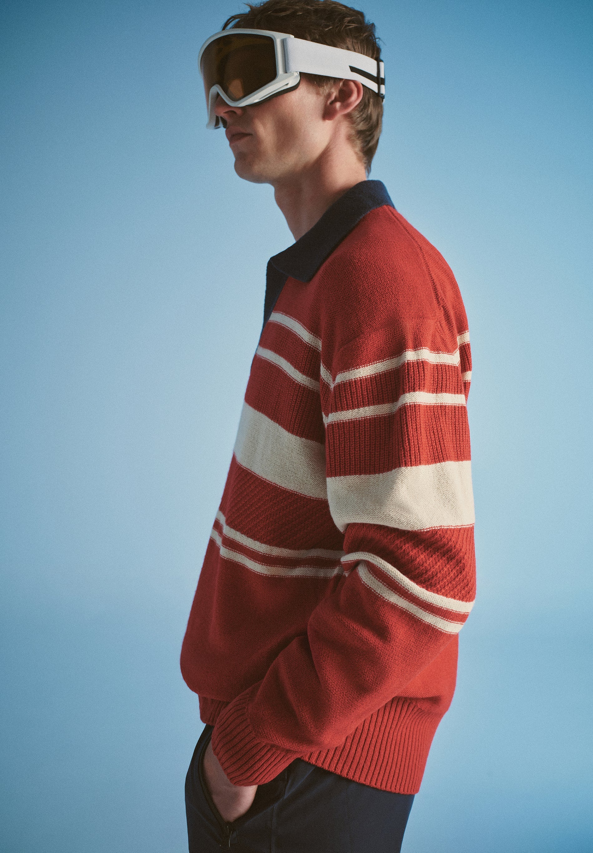 STRIPED POLO SWEATER