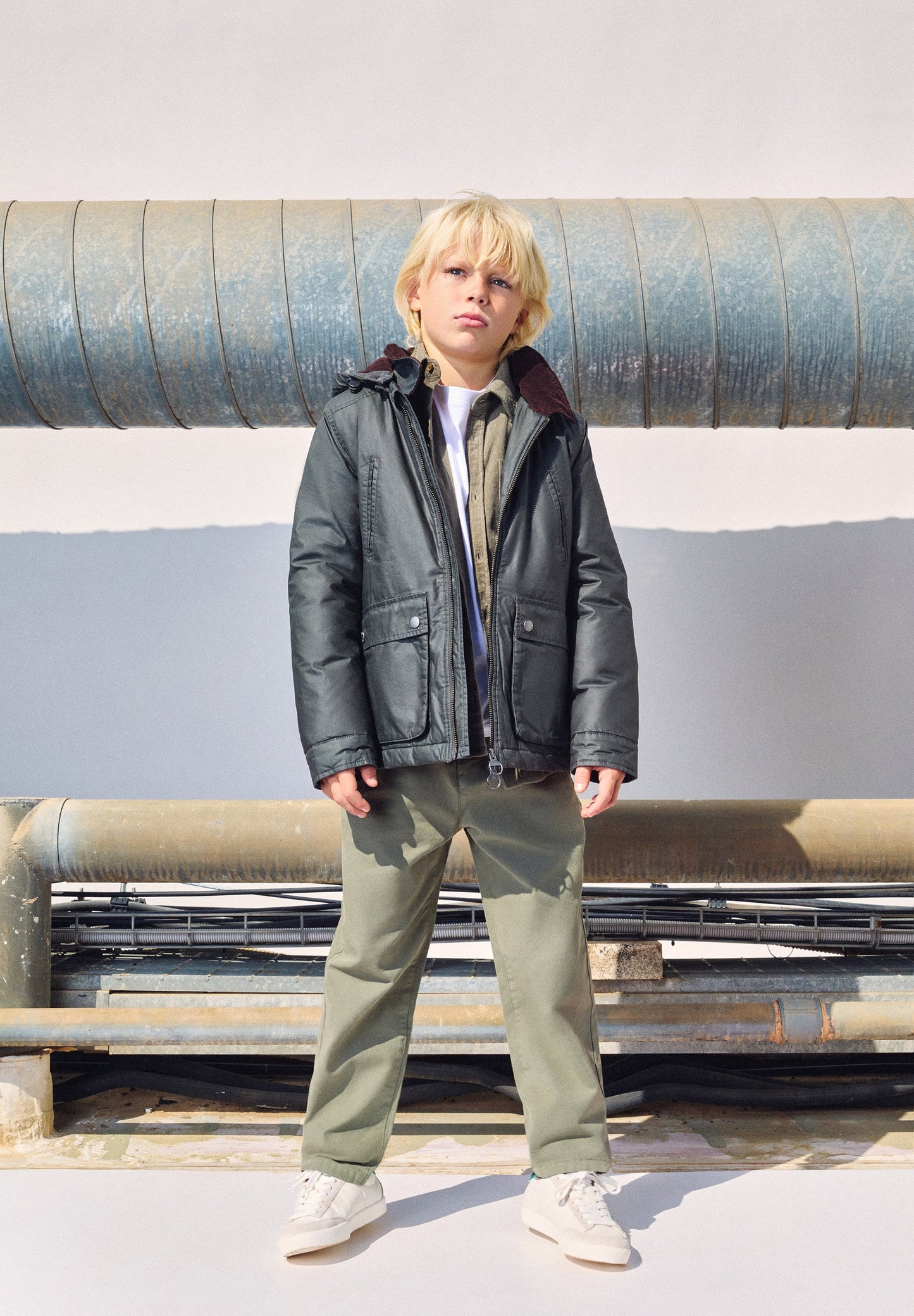 WAXED PARKA WITH CORDUROY LINING