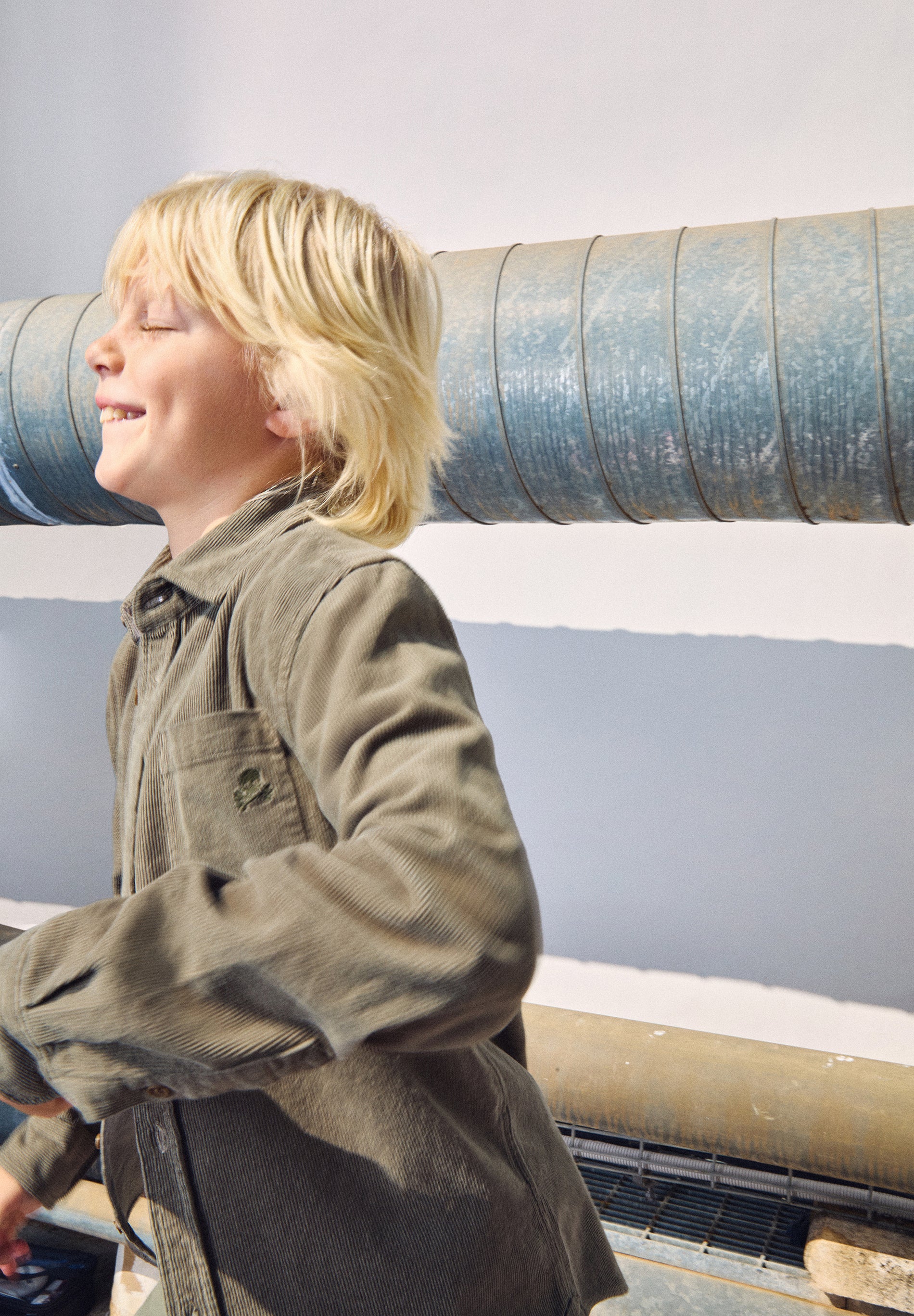 CORDUROY SHIRT WITH EMBROIDERED SKULL