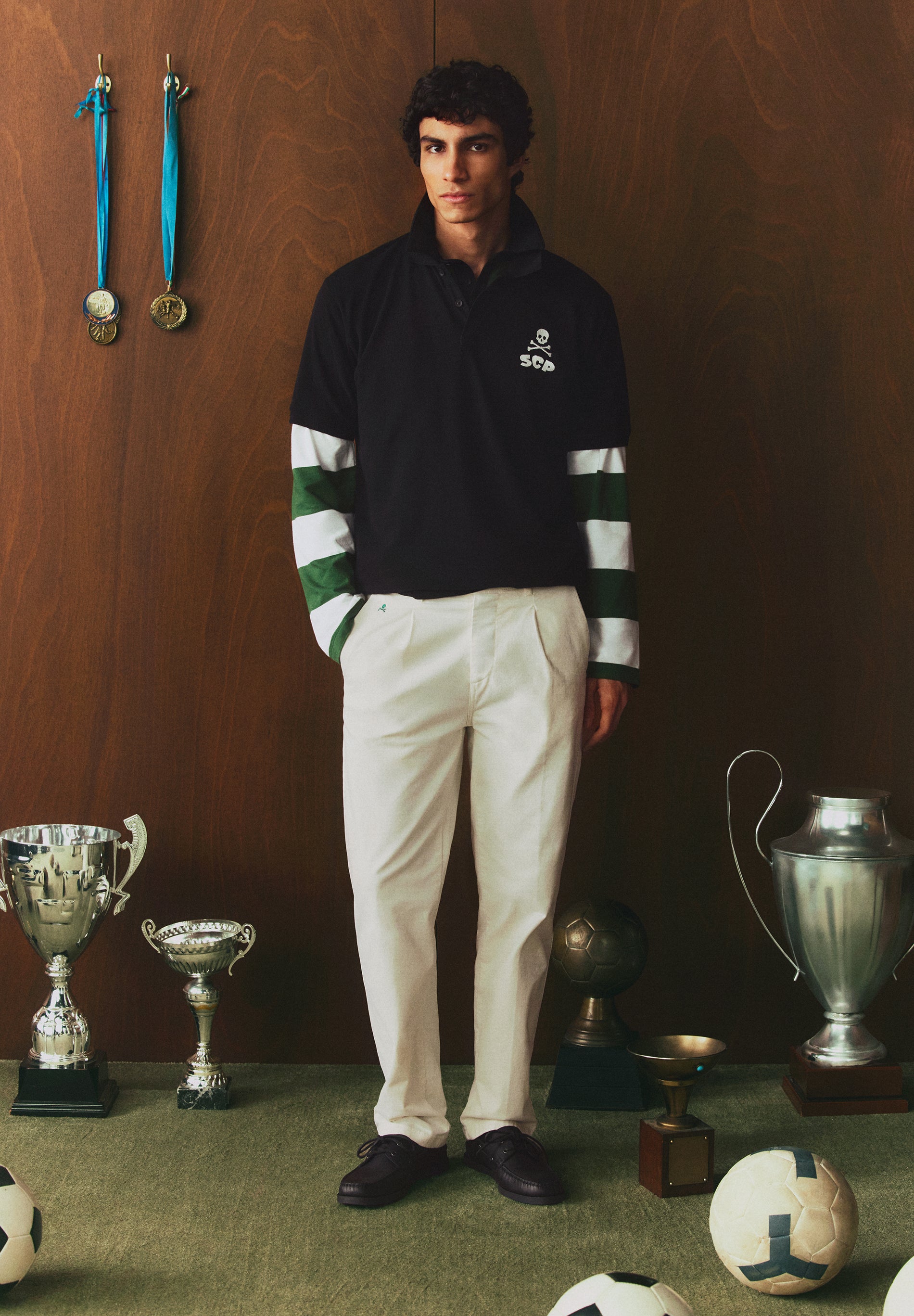 SCALPERS X SPORTING CP EMBROIDERED POLO SHIRT