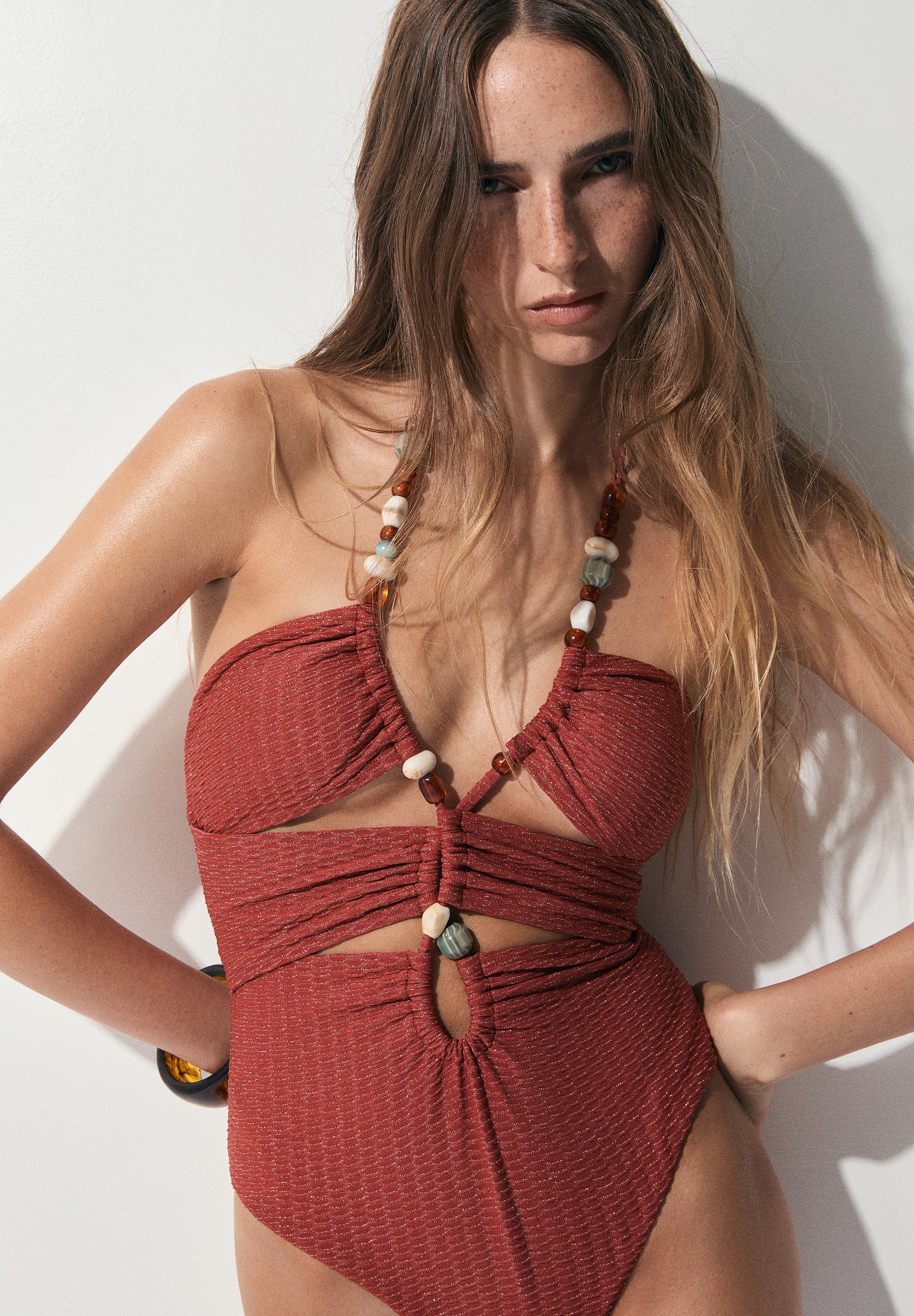 LUREX SWIMSUIT WITH BEADS
