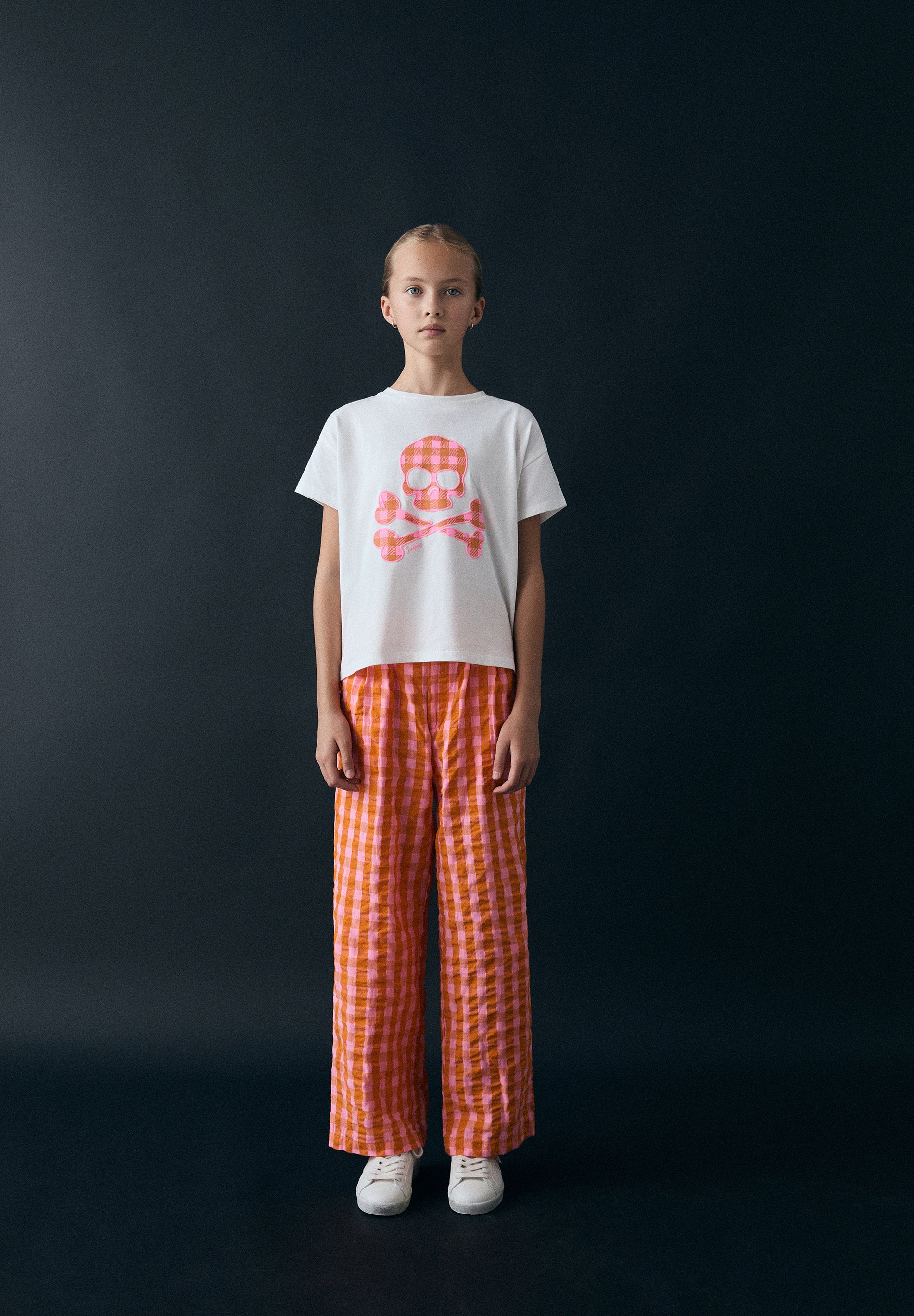 GINGHAM SKULL T-SHIRT