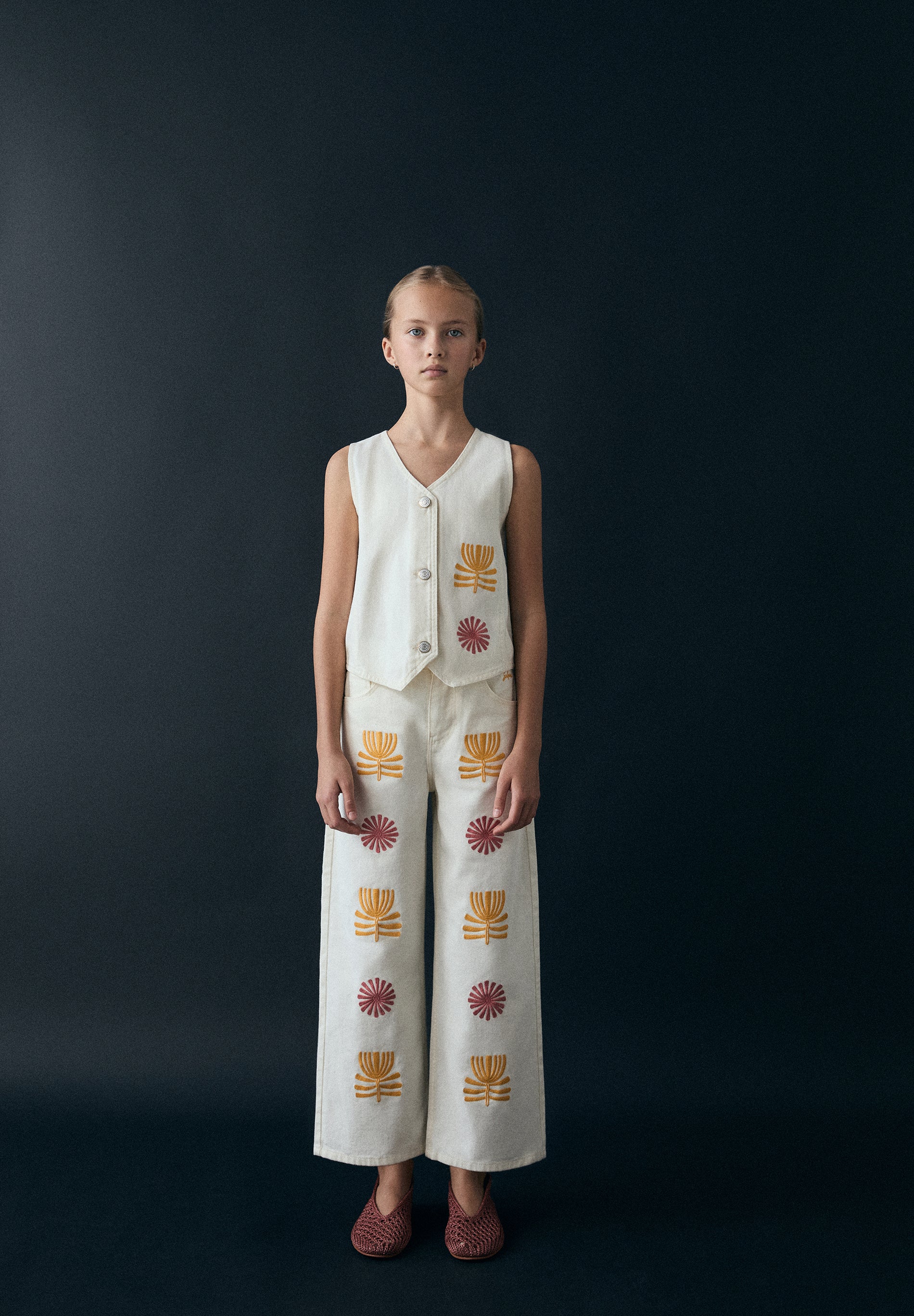 EMBROIDERED DENIM WAISTCOAT