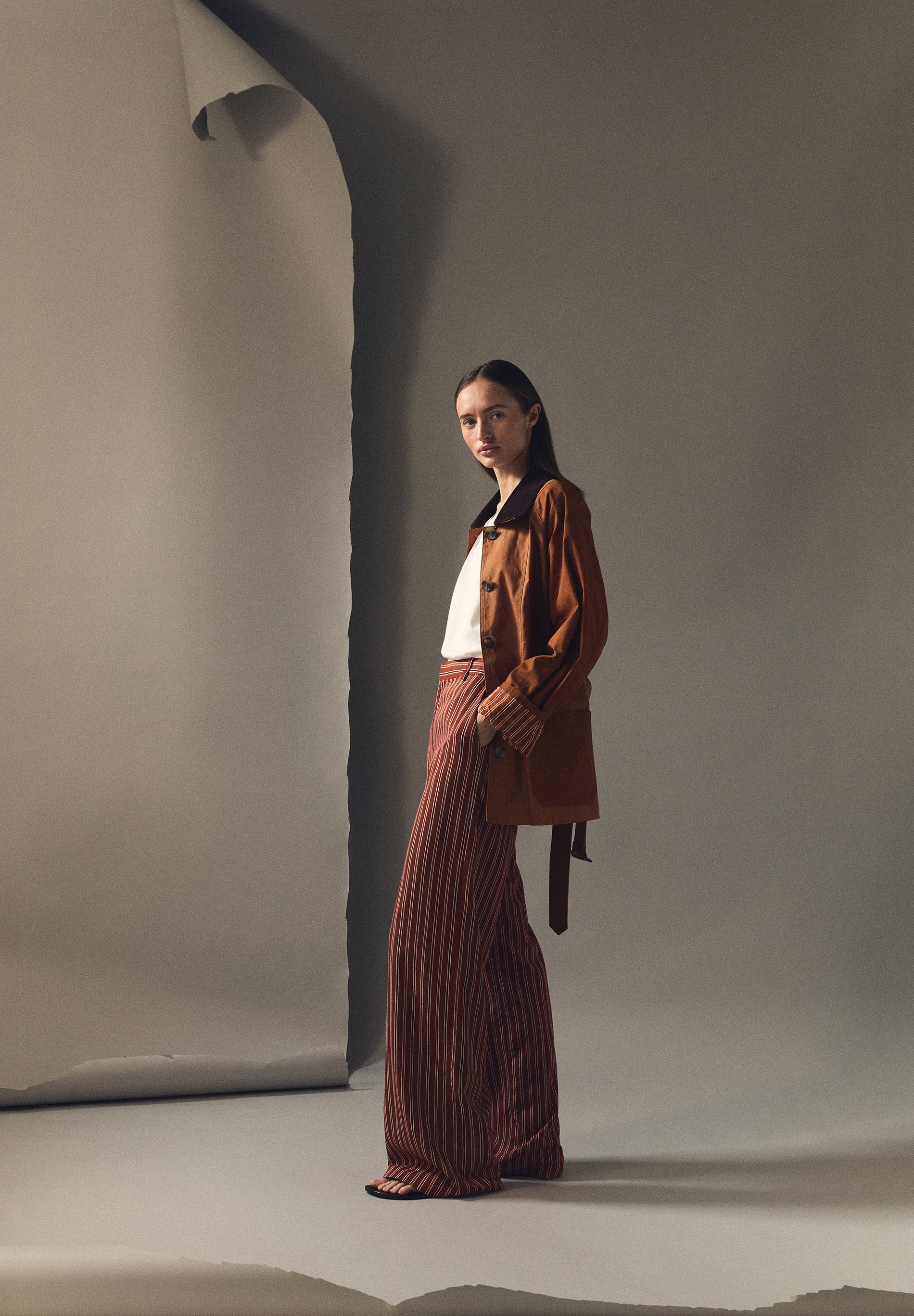 TERRACOTA STRIPED TROUSERS