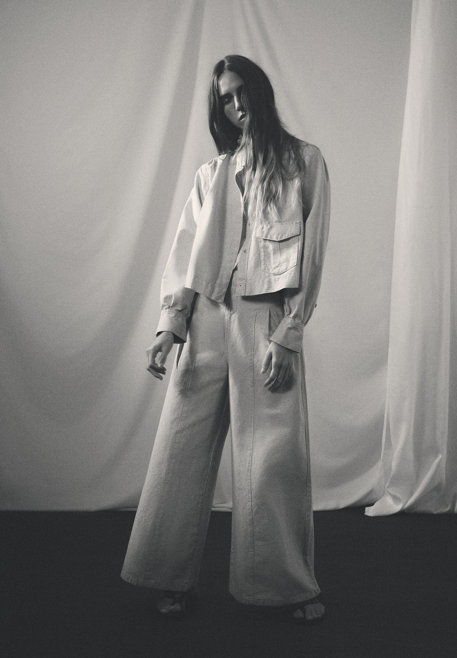 WIDE LEG RUSTIC TROUSERS