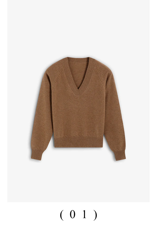 V-NECK 100% CASHMERE SWEATER