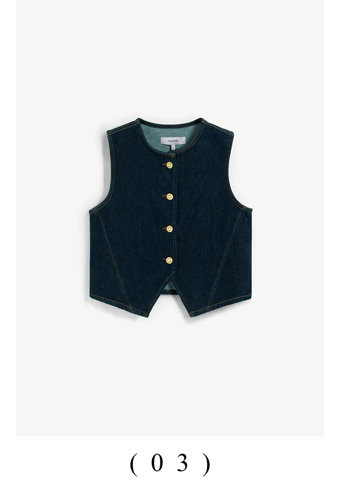 CROPPED DENIM GILET