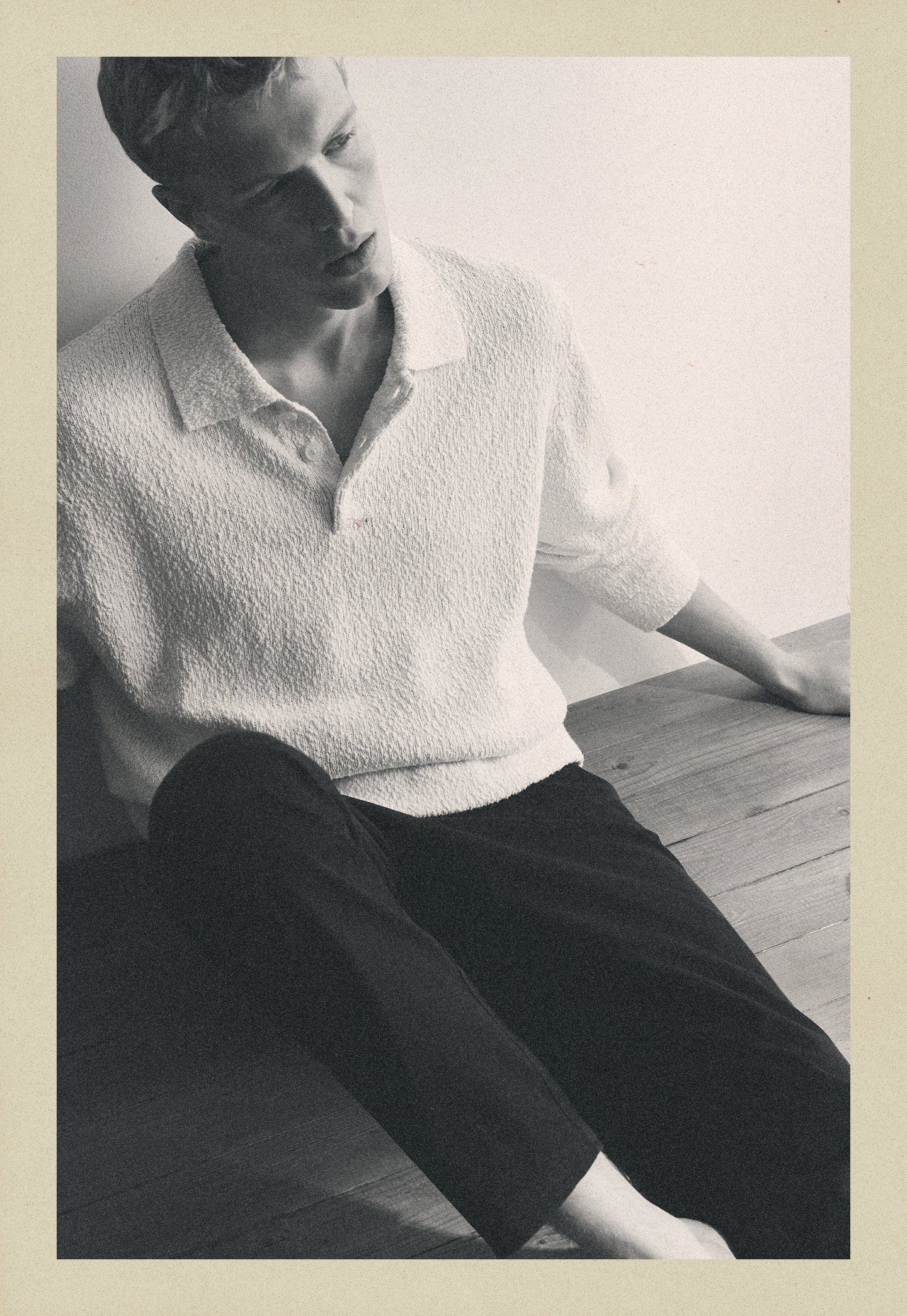 BOUCLÉ KNIT POLO SWEATER