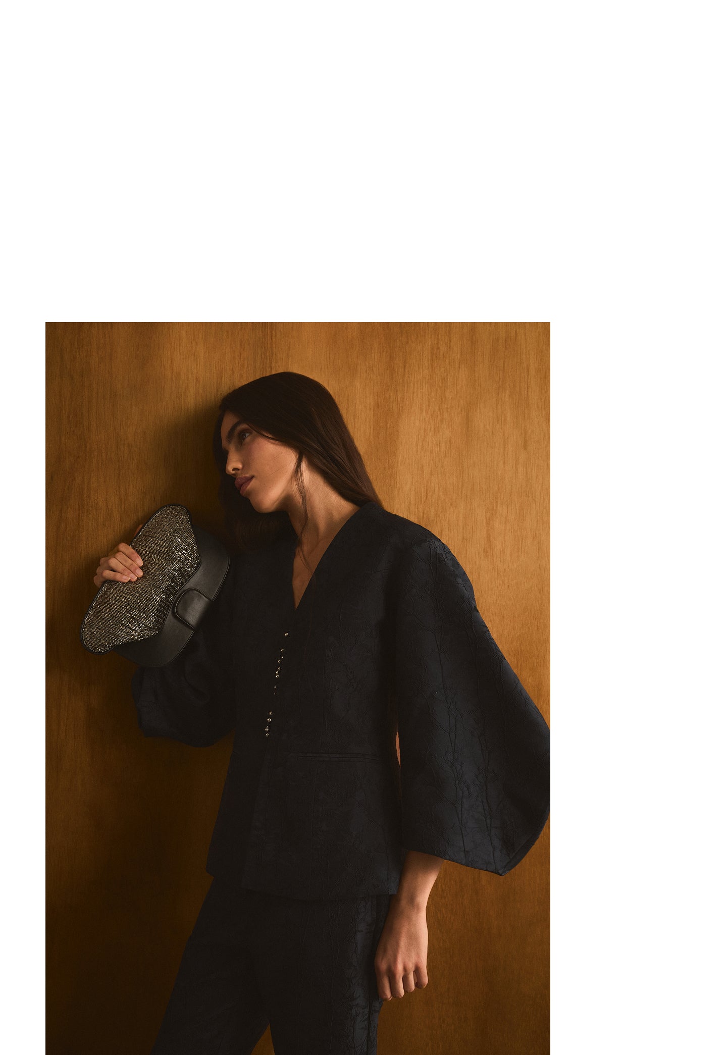 JACQUARD BLAZER WITH VOLUMINOUS SLEEVES
