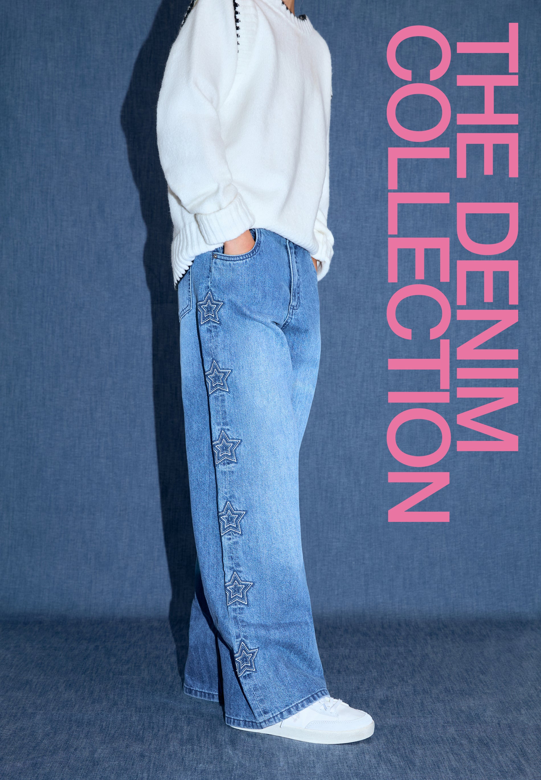 WIDE LEG TROUSERS WITH EMBROIDERED STARS